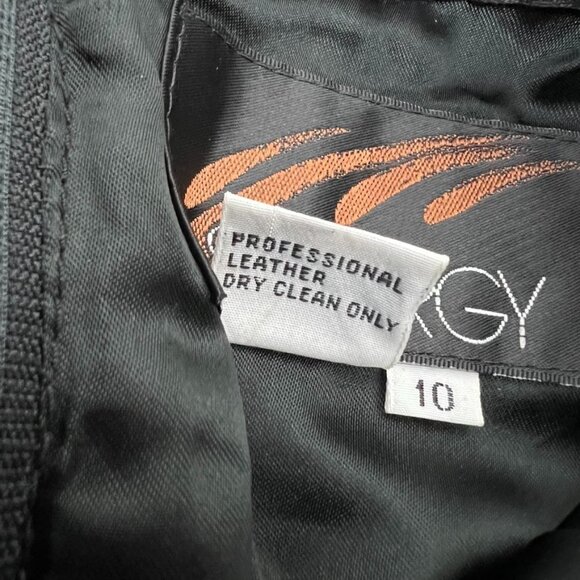 NWT Vintage Synergy Genuine Leather Midi Pencil Skirt w/Pockets. Black. Size 10 - Picture 8 of 14